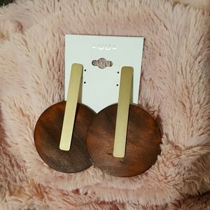 Aqua wood earrings